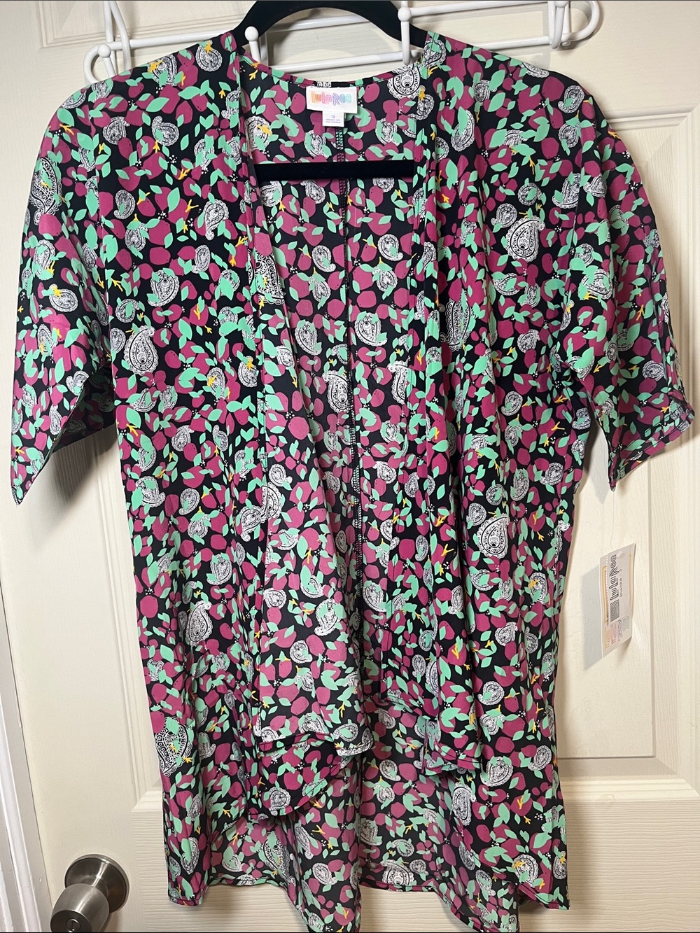 LuLaRoe Kids Open Front Top in Black, Pink & Mint